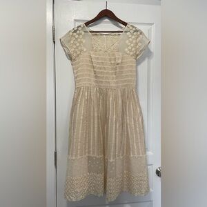 Moulinette Soeurs Cream Ribbon Dress